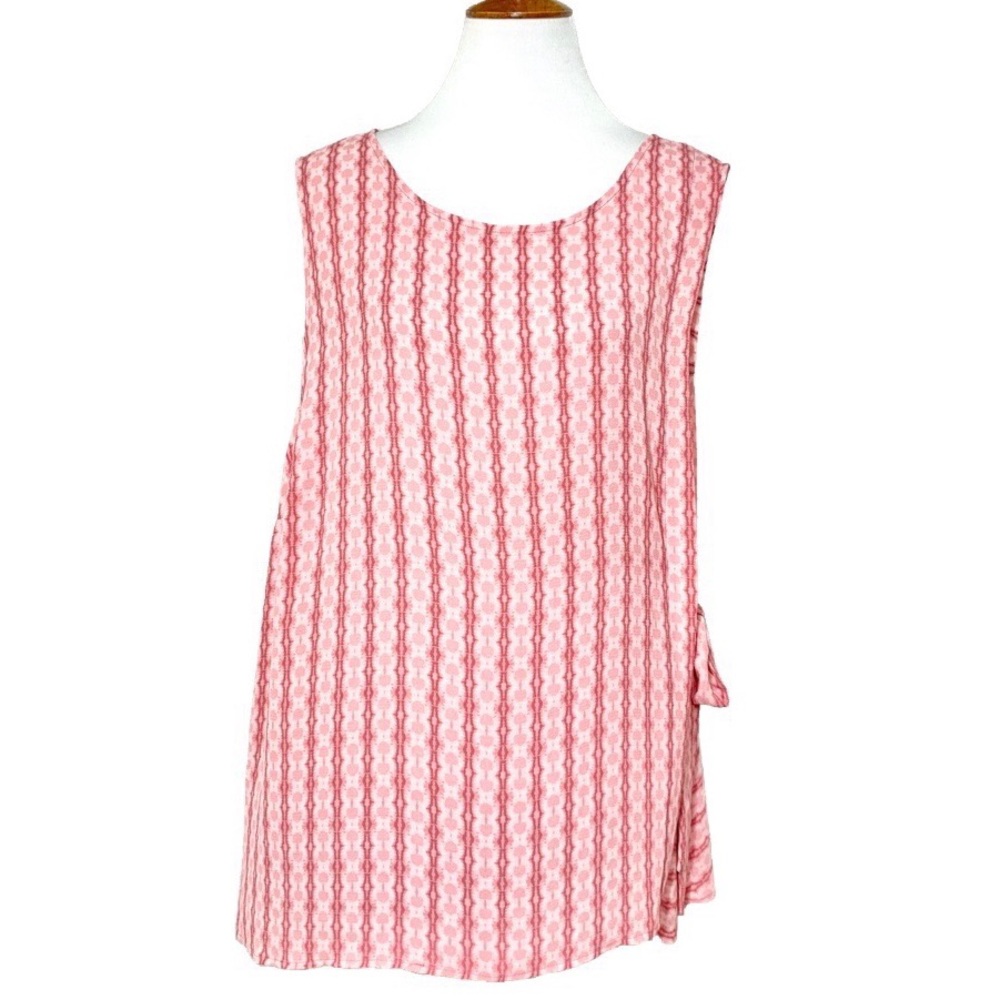 SOLD-NWT Vince Camuto Side Tie Rose Pink Printed Tunic - Picture 2 of 10